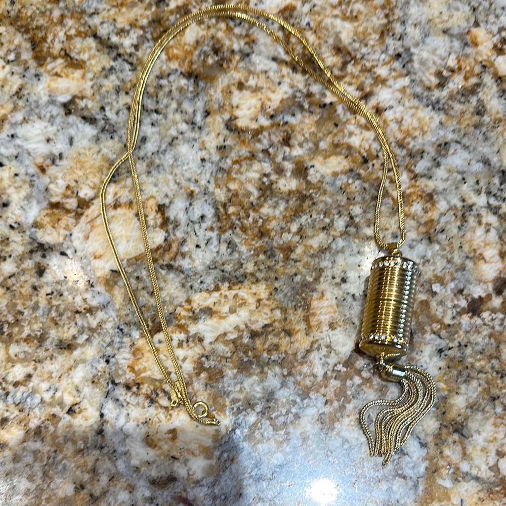 Joan Rivers Gold Cylinder Tassel Necklace